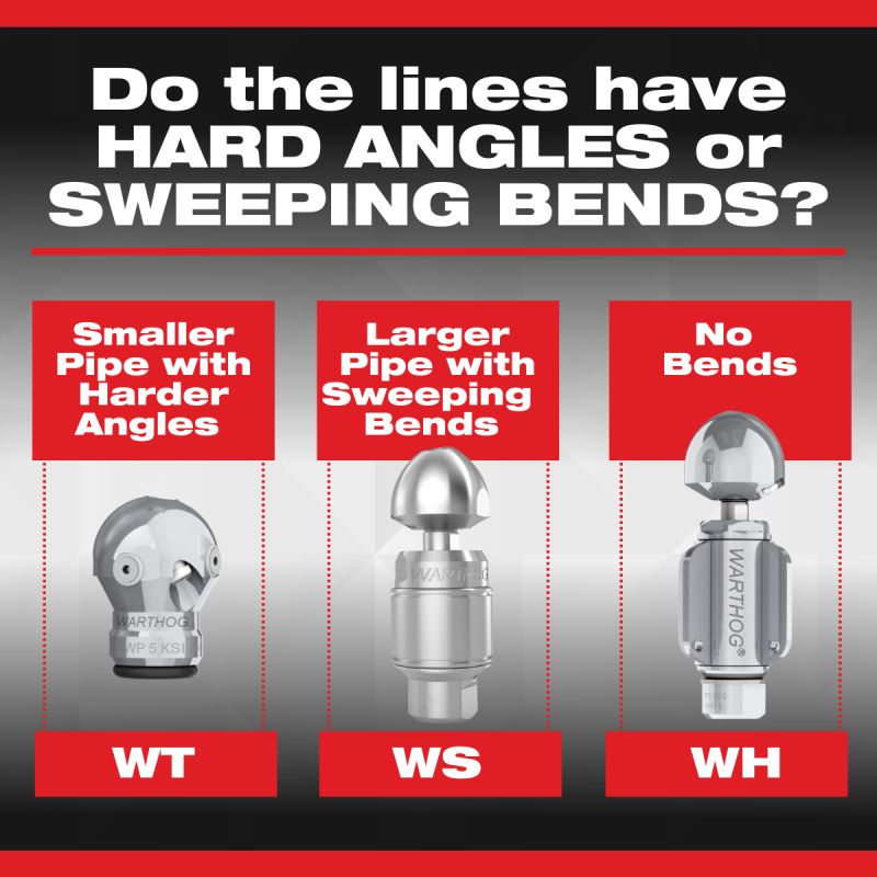 Jetting with ½” hose but not sure which Warthog will be best for the job? \n\nAt Warthog, we frequently hear from customers who are jetting with a ½” hose but are unsure which nozzle will tackle the conditions of their job best.