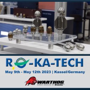 The Warthog team is excited to showcase our NEW line of sewer nozzles at the 2023 RO-KA-TECH tradeshow in Kassel, Germany.
