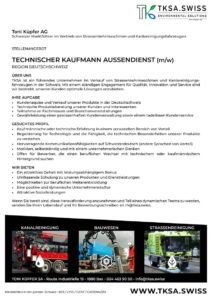 WANTED: Wir suchen einen Technischen Kaufmann für den Aussendienst – Region Deutschschweiz.